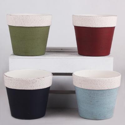 China Minimalist Colorful And Simple Style Pottery Flower Pots For Indoor Plant for sale