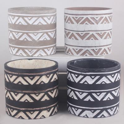 China Minimalist Geometric Totem Cement Flower Pots and Planters for sale