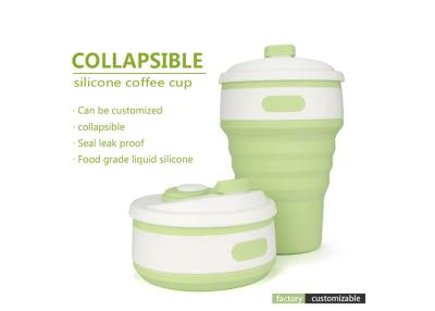 China Caneca portátil de acampamento do curso do silicone, copo de café dobrável exterior com tampa, 350ml à venda