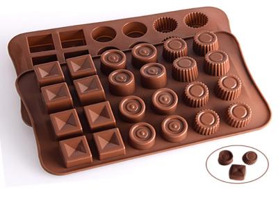 China Moldes de chocolate de silicona reutilizables 24 cavidades Fácil de limpiar 23.0 * 14.0 * 2.5cm en venta