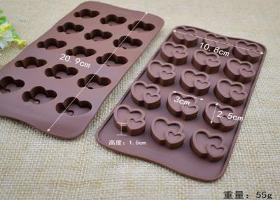 China Moldes de chocolate de silicona con forma de doble corazón que mantienen a la prefectura en venta