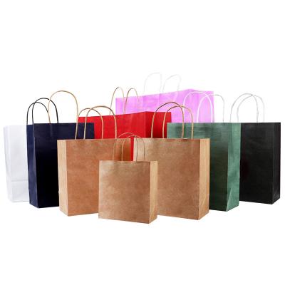 China Low Moq Wholesale Cheap Logo Gift Craft Kraft Shopping Paper Bags With Handle Te koop