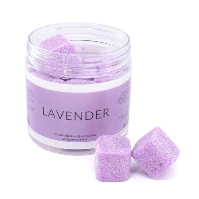 China OEM/ODM Anti Aging Moisturizing Exfoliator Lavender/Natural Exfoliating Green Tea Rose Sugar Body Scrub Cubes for sale