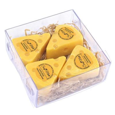 China OEM 4pcs Natural Moisturizing Cheese Shape Soap PVC Gift Box Base Eco-Friendly Cleaning Set for sale