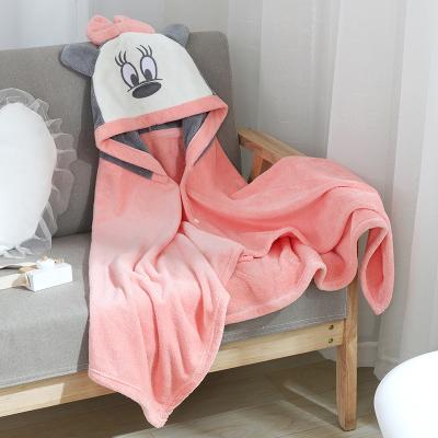 China 100% Cotton Sustainable Ultra Soft Children's Hooded Coat Cartoon Baby Coral Fleece Kids Bath Towel for sale