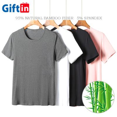 China Summer 95% 5% Cotton Spandex Round Neck T-shirt Bamboo Men's Casual Bamboo T-shirt Blank Stretch T-shirt for sale