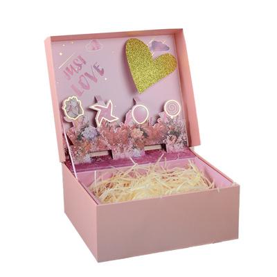 China Recycled Materials Valentine's Day Gift Boxes Birthday Gift Cardboard Folding Three-Dimensional New Box for sale