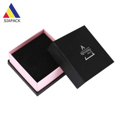 China Recyclable Matte Black Cardboard Jewelry Box Custom Logo ECO Logo Printed With Foam Insert for sale