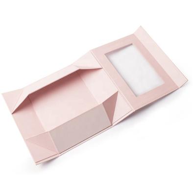 China High Quality Handmade Custom Foldable Magnetic 1200gsm Cardboard Box With Clear Window for sale