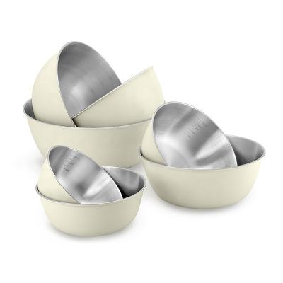 China Mark Heavy Duty Salad Baking Viable Home Cream Dough Scale Bakeware Kitchen Egg Bowl Metal Kneading Mixing Bowls for sale