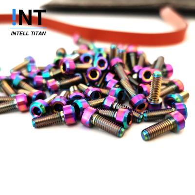 China Gr5 M4*10 Titanium Hex Socket Head Titanium Cup Screws Rainbow Color by pvd coating for slingshot for sale