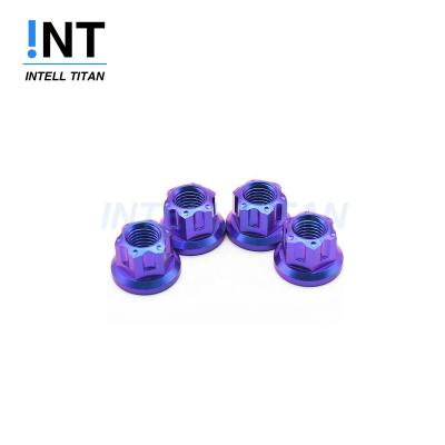 China HEX Titanium Gr5 Flange Nut Ti Axle Nuts For Motorcycle Modified M12 for sale