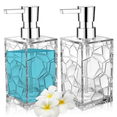 China YAUKPH Viable White Clear Liquid Soap Dispenser Bathroom, Acrylic Plastic Hand Soap Lotion Dispenser Set For Bathroom&Kitchen for sale