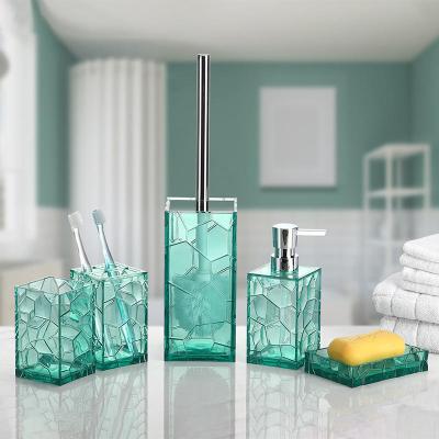 China YAUKPH Viable Bathroom Accessories Fixed Clear Acrylic Material Soap Dispenser Toilet Brush Toothbrush Holder Cup Soap Dish for sale