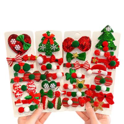 China Hair decoration 10 Pcs/Set Cute Xmas Hairpins Girls Hair Accessories Gift Set Baby Girls Hair Clips Set for sale