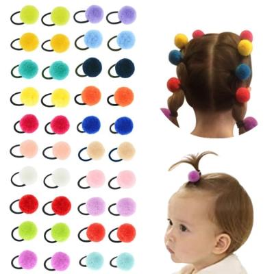 China Hair decoration Colorful Cute Pom Balls Kids' Hair Ties Small Pom Hair Elastics Baby Girls' Hair Accessories for sale