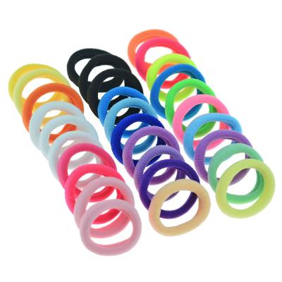 China Hair elastics 100 Pcs/Bag 3cm Colorful Stretchy Small Hair Ties Seamless Kids Ponytail Holder Baby Girls' Hair Accessories for sale