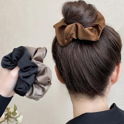 China Hair ties Fashion 12cm Brown Color Elastics Hair Ties Women Large Satin Hair Scrunchies for sale