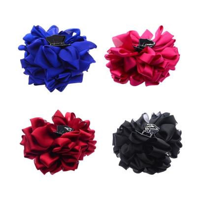 China Hair claw Wholesale Large Floral Plastic Hair Clips Jaw Clips Clamps Wedding Party Satin Fabric Hair Bow for Women for sale