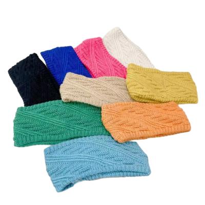 China Warm Knitted Outdoor Elastic Wide Headband Ear Warmers Women Free Knitted Headband for sale