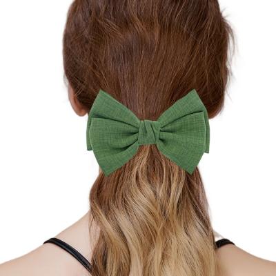 China Decoration Wholesale 5 Inch Fabric Hair Bow Barrettes Cute Ladies Hair Accessories Women Hair Bow Clips for sale