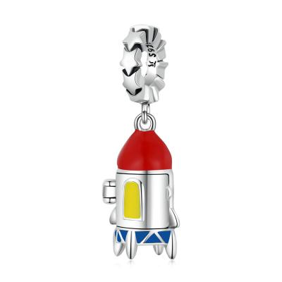 China New 925 Sterling Silver Environmental Friendly Space Rocket Pendant Charms for DIY Bracelets Jewelry for sale