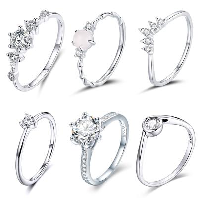 China Wholesale High Quality Environmentally Friendly 925 Sterling Silver Rings With Synthetic Zircon Rings For Women Wedding for sale