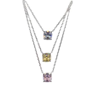 China Private Customized Jewelry Diamond Carbon Pink Gold White Color 2 Carat Environmental Friendly Necklace for sale