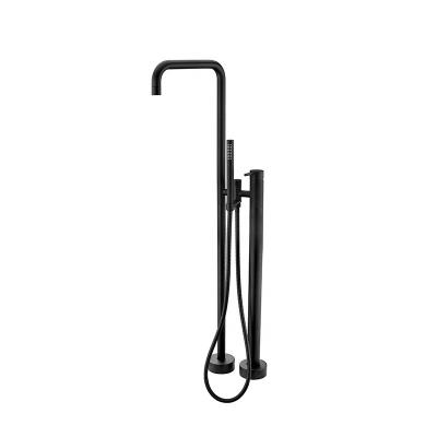 China Sliding Bar Black Brass Floorless Standing Bathtub Modern Shower Faucet for sale