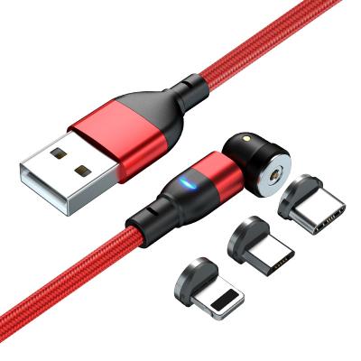 China Custom Logo MP3/MP4 Player 540 Degree Rotating 3 in 1 Magnetic Cable Magnet Phone USB Charging Fast Charging Cable For Micro/I-Product/Type C for sale