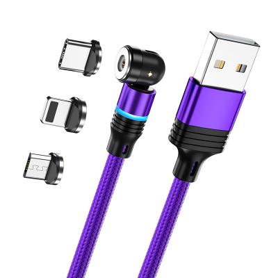 China MP3/MP4 Player On Stock 540 Degree Rotation Magnetic Charging Cable 3 In 1 USB Phone Charger Cable For Micro/Type C Mobile Phone Accessories for sale