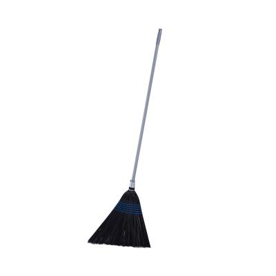 China Garden Outdoor High Quality Black Hard Stiffened Plastic Brooms Long Handle Broom for sale