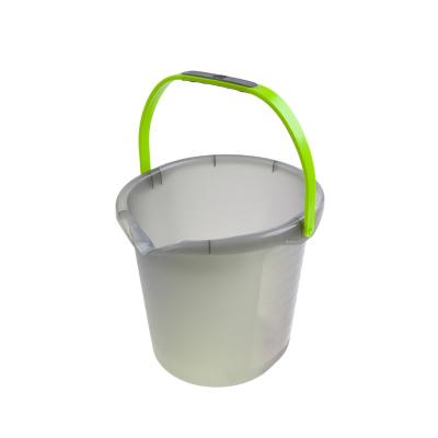 China Sustainable 10L Round Bucket With Transparent Rubber Coated Drain Catcher Strainer PP Broom Bucket for sale