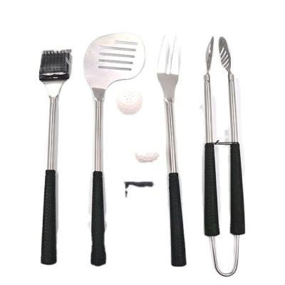 China 2022 Spatula Grill Style Golf Club Set Barbecue Grill Tool Kit Easily Cleaned Accessories SS420/Fork/Tongs Stainless Steel for sale