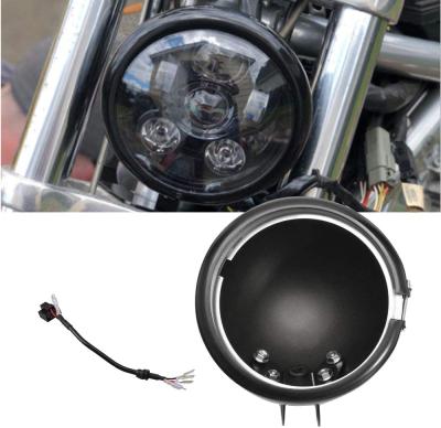 China Cyberpunk 5.75 Black 5 Inch LED Headlight Housing 3/4 Inch Motorcycle LED Headlight Mount Bracket For Harley Davidson for sale