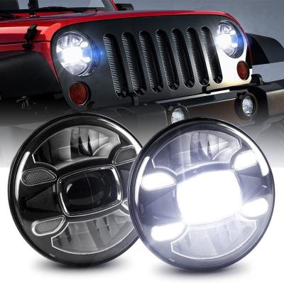 China High Quality 12V Aluminum Alloy Aluminum Housing Back 7 Inch Round Led Headlight For Jeep Motorcycle for sale