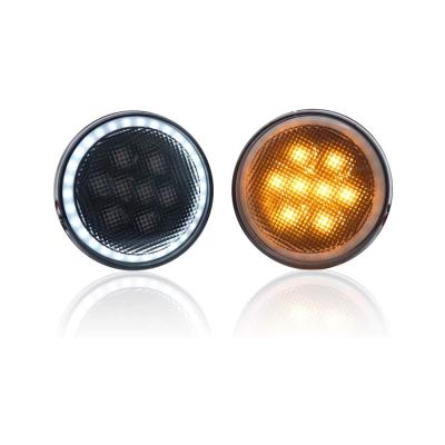 China Wholesale 1 Pair ABS Plastic Front Grill Indicator Parking LED Turn Single Fog Lights For Jeep Wrangler JK JKU for sale