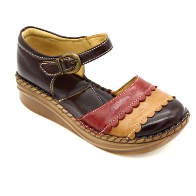 China Other Color Stitching Handmade Cowhide Ladies Flats Beach Casual Shoes Genuine Leather Women Flats Shoes Wholesale for sale