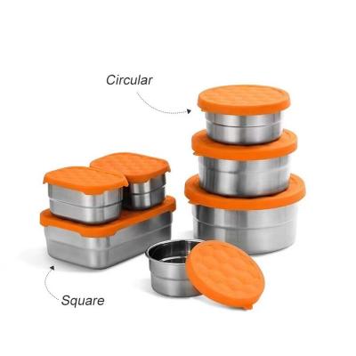 China Amazon Hot Silicone Mini 5.4oz 180ml Freshness Preservation Lunch Bento Box Kids Stainless Steel Snack Box Silicone Food Containers Set for sale