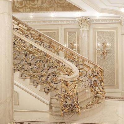 China Modern Professional Design Balcony Aluminum Railing Cast Aluminum Handrail Gold Plated Stair Handrails Stair Handrail for sale