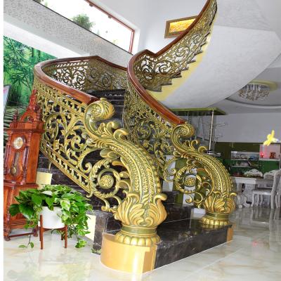 China Modern Engineers Project Customization Hotel Luxury Stair Railing Cast Aluminum Stair Handrail Metal Curve Iron Railing for sale