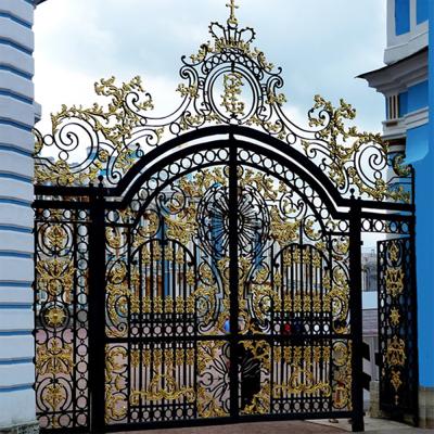 China New Design Easily Assembled Stainless Steel Automatic Metal Rolling Wrought Iron Door Main Gate Iron Design Retractable High Quality Gate for sale