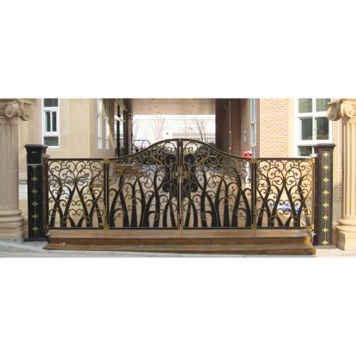 China Modern Aluminum Metal Vacuum Cast Iron Driveway Gate Solid Easily Assembled Yard Gate Villa Gate for sale