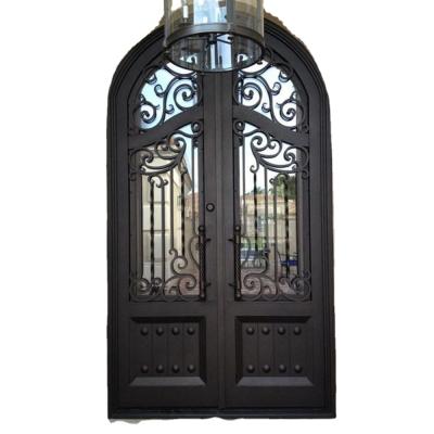 China Modern Luxury Residential Entrance Doors Wrought Iron Security Swing Door Simple Design for sale