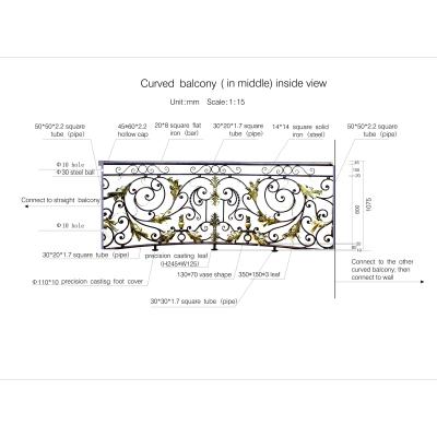 China Modern Custom Design Wrought Iron Balcony Railing for sale