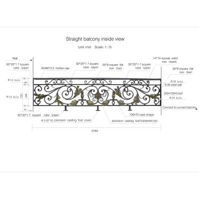 China Modern Hand Forged Wrought Iron Balcony Iron Railings Iron Railings For House Design for sale