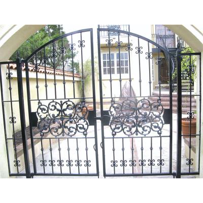 China Durable Nice Wrought Iron Gate Factory Direct Looking Metal Driveway Type Solid Iron for sale