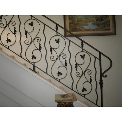 China Modern Professional Custom Design Spiral Wrought Iron Stair Railing Indoor Outdoor Balcony Railing for sale