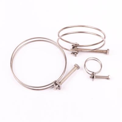 China Pipe Connection Constant Tension Single Wire Spring Metal Hose Clamps With Double Screw Wire Hose Clamp for sale