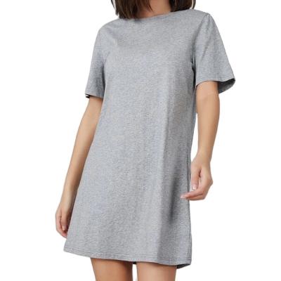 China Custom Wholesale Anti-Wrinkle Round Neck T-shirt Mini Tee Dress Cute 100% Cotton Basics for sale